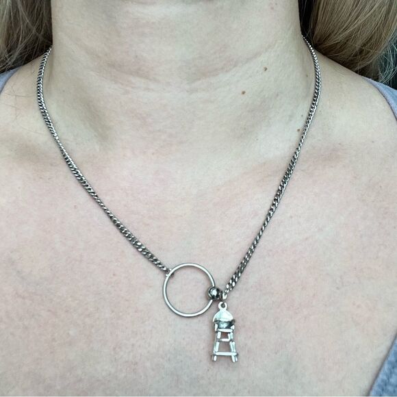 NEW White gold plated necklace with sterling silver pendant